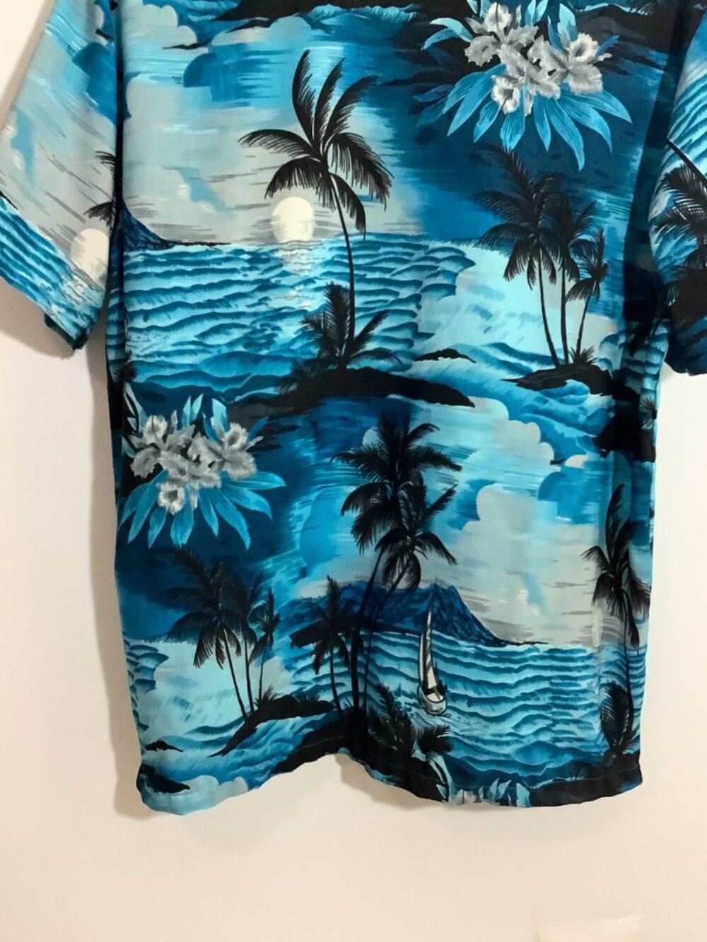 Tropical Button Short Sleeve Shirt Men XL Blue Tones - Picture 6 of 9